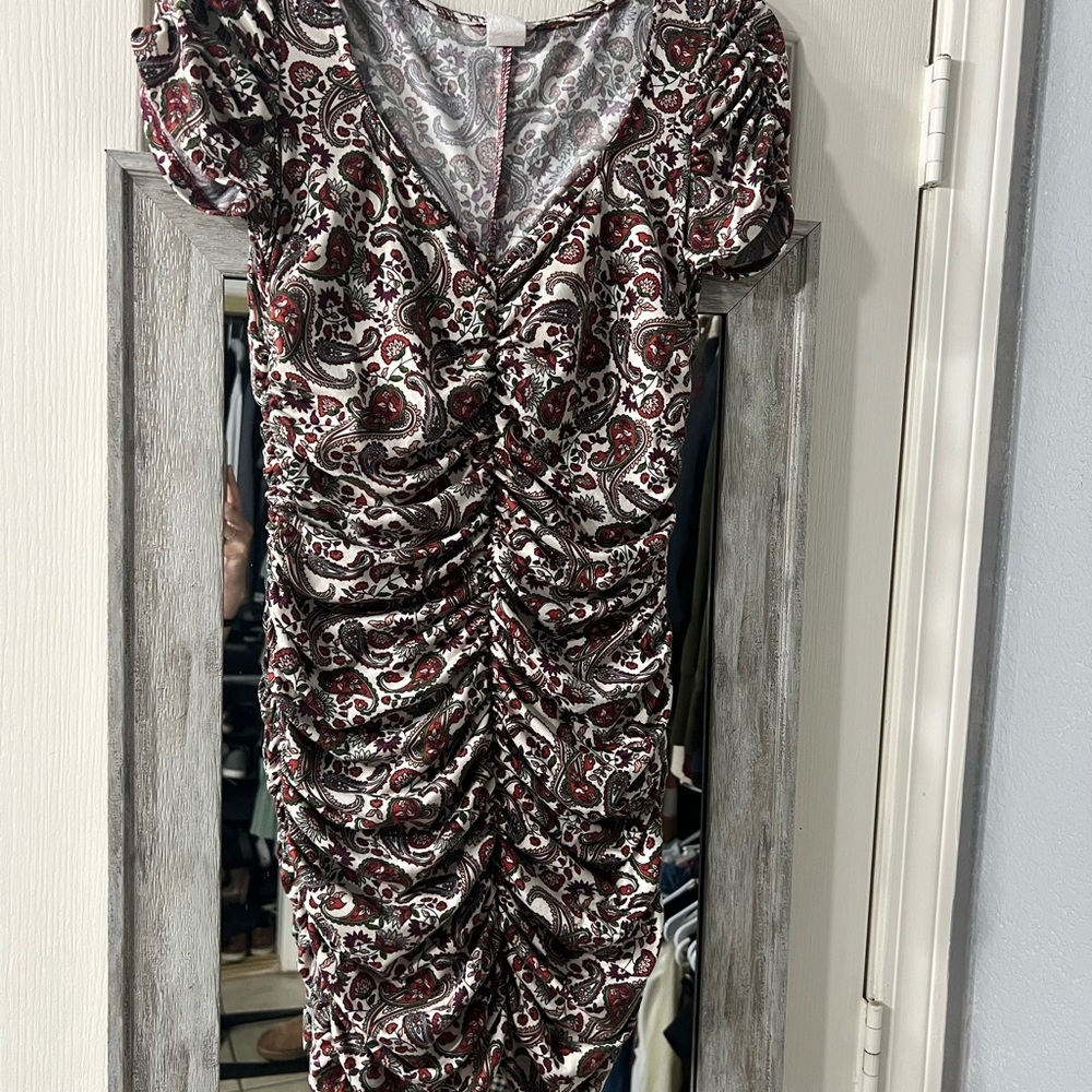 Elegant Paisley Ruched Dress